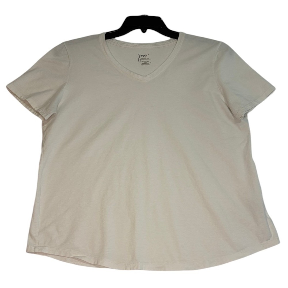 Just My Size JMS V-Neck Short Sleeve T-Shirt Off White Plus Size 1X 16W
